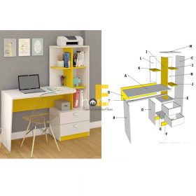 bàn học có kèm giá sách