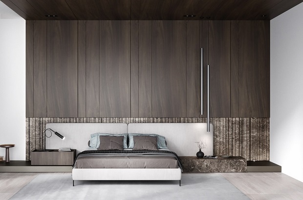 Trang trí đầu giường phòng ngủ bằng tấm gỗ đa phong cách